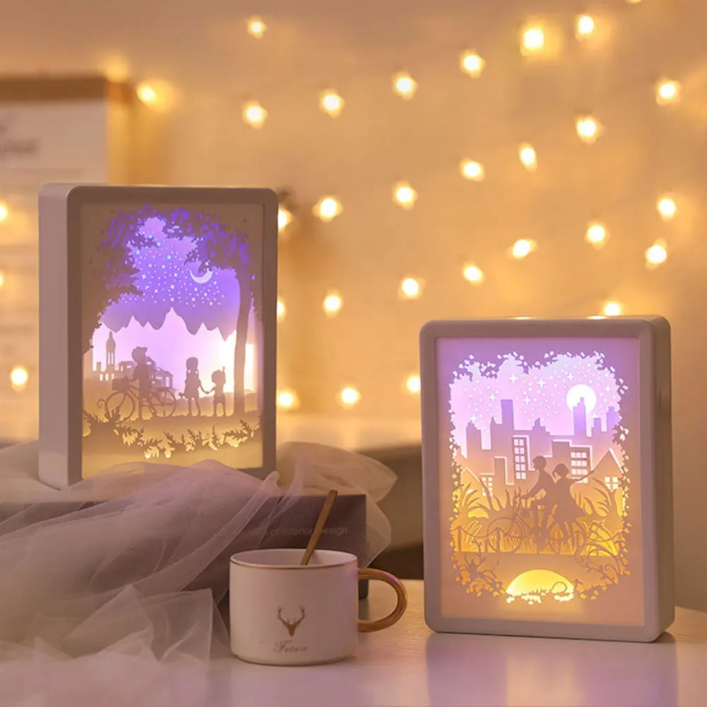ورقة الحرف LED ورقة نحت بطارية مصباح بالطاقة متعددة اللون 3D الظل ضوء مثالية ل غرفة الديكور عطلة هدية