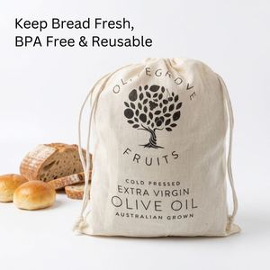 Sac écologique pour produits frais en coton biologique, sac de rangement alimentaire en gaze de coton 100% avec cordon de serrage, impression de logo personnalisée, service OEM - Product Image 1