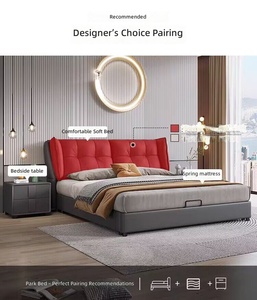 Echtes Leder Metallrahmen Modernes Design Umweltfreundliches Stauraumbett Hochbett Vollgröße 1,8m/1,5m Hochzeitsbett - Product Image 5
