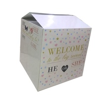 Grand Carton Bébé Douche Boîte D'emballage Décorations Fête Surprise Sexe Révèlent Ballon Boîte en Carton Avec Autocollants D'étanchéité