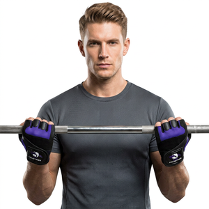 Premium Quality Breathable Nylon Half Finger Exercise Gloves with Padded Hand Protection for Gym Weightlifting Strength Training - Product Image 1