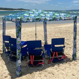 Custom Logo Wholesale Outdoor Portable Large Cool Beach Umbrella Cabanas 2m 2.4m   Windproof UPF 50 Travel Picnic Sun Shade Tent