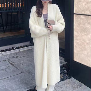 Cappotto maglione a maniche lunghe <span class=keywords><strong>bianco</strong></span> soffice stile clotcoreano caldo <span class=keywords><strong>Cardigan</strong></span> <span class=keywords><strong>lungo</strong></span> lavorato a maglia Vintage per donna 2025 vestiti invernali - Product Image 3