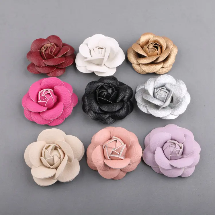 PU handmade shoe decorative flower, camellia flower design shoe accessory