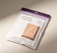 Sachets d'emballage imprimés pour bas et collants, à fermeture éclair, avec fenêtre transparente, en matériau MOPP, avec trou de suspension, refermables, design personnalisé