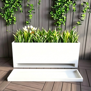 Jardinières modernes en métal <span class=keywords><strong>pour</strong></span> extérieur, avec <span class=keywords><strong>bac</strong></span> à eau intégré, écologiques, <span class=keywords><strong>pour</strong></span> <span class=keywords><strong>terrasse</strong></span> et toit, hauteur personnalisable - Product Image 1