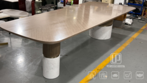 High Quality Italian Style Wood Dining <b>Table</b> <b>Marble</b> Base Dining <b>Table</b> <b>Set</b> 6 Seater Dining <b>Tables</b> - Product Image 2
