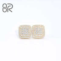 Pengiriman Cepat Anting Emas Padat 10K 14K 18K Moissanite Vvs Anting Berlian Potongan Bulat Cemerlang Vvs untuk Pria Wanita