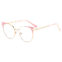 Haoya TJ9632 Monturas de Gafas Ópticas de Metal Semicirculares para Mujer, Anti-Luz Azul, Diseño Moderno y Colorido, Logotipo Personalizado, para Todas las Formas de Rostro