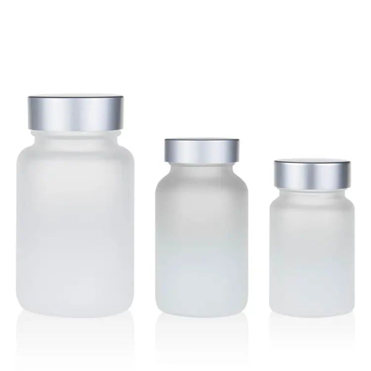 Cápsula esmerilada transparente, frasco cuadrado vacío de vidrio con tapa de seguridad para niños, 100ml/120ml