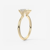 Bague de fiançailles en or massif 14K/18K avec diamant de laboratoire émeraude taille ouest-est 0,5-3 carats, sertissage clos, tige fendue, certifiée IGI CVD/HPHT, personnalisable