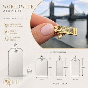 Etiquetas de Identificación para Equipaje de Aeropuerto |   Colgantes de Acero Inoxidable con Baño de Oro PVD de 18K para Destinos de Viaje |   Resistente al agua, hipoalergénico y sin deslustre - Product Image 6