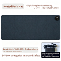 Tapis de Souris Chauffant Électrique 24V pour Bureau et Gaming, Grand Tapis de Bureau Chauffant 80x33CM pour le Bureau et la Maison