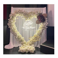 Arche de fleurs en forme de cœur pour mariage, avec toile blanche, pour décoration de mariage, arche en forme de cœur d'amour