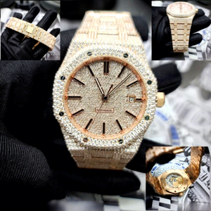 Montre en Moissanite Glacée Style Hip Hop de Luxe en Acier Inoxydable avec Cadran en Verre, Résistance à l'Eau 10 Bar, Diamants VS1 Personnalisés pour Homme - Product Image 1