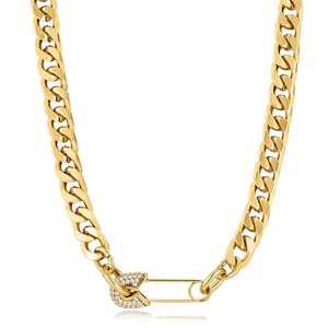 Tùy Chỉnh Đồ Trang Sức Thời Trang Chuỗi 18K Vàng-Mạ Không Thấm Nước Kẹp Giấy Zirconia Mặt Dây Chuyền Thiết Kế Vòng Cổ Của Phụ Nữ Thiết Kế Cho Đảng - Product Image 1