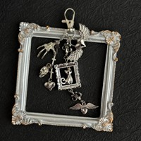 Porte-clés Gothique Punk Métal Esthétique Sombre, Breloque Chat Noir, Cadre, Aile, Cœur, Cadenas, Pendentif de Sac Multi-Pampilles, Porte-clés Fille Alternative