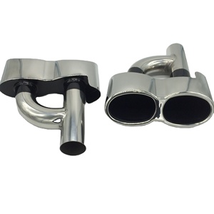 Compatible avec la série <span class=keywords><strong>Mercedes</strong></span>, style original, double tuyau d'échappement en forme de Y, acier inoxydable 304, version polie - Product Image 2