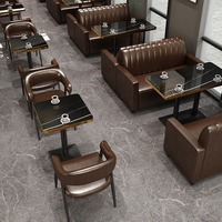 Meida - Ensemble de table et chaises de restaurant, café, bar, salon, design moderne, en bois massif, avec plateau en verre, personnalisable, usage commercial