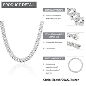 Cadena Cubana Completa de 15 mm para Hombre, Doble Fila, Cuatro Lados, Estilo Hip-hop, Venta al por Mayor del Fabricante, Collar Tanjing - Product Image 2