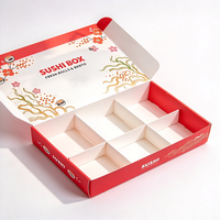 Boîte à sushi de luxe en papier avec logo personnalisé, avec séparateurs, pour emporter, emballage écologique, boîte à sushi, boîte à crêpes, emballage en papier