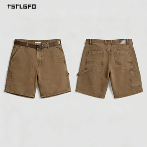 <b>Men</b> Plus Size Vintage <b>Brown</b> Carpenter Cargo <b>Shorts</b> Washed Utility Workwear Casual Summer Straight Fit <b>Shorts</b> - Product Image 4