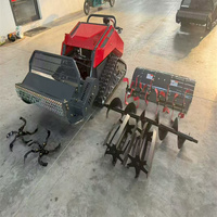Tondeuse à gazon industrielle sans fil 48V télécommandée sur chenilles, à moteur diesel, avec poignée télescopique et accessoires interchangeables
