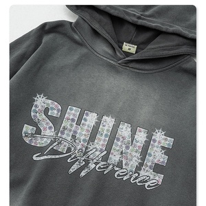 Áo hoodie cotton dày, <span class=keywords><strong>in</strong></span> logo theo yêu cầu, kiểu vintage, phai màu nắng, giặt acid, hiệu ứng cũ kỹ - Product Image 3