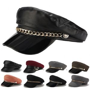 Classique Peaked Outdoor Pliable Charme Tressé Chaîne En Cuir PU Gavroche Plat Top Hat Béret Cap - Product Image 2