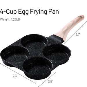 Non-Stick Coated 4-Cup Frying <b>Pan</b> With Wooden Handle Aluminum Cookware <b>Induction</b> Non-stick Frypan - Product Image 3
