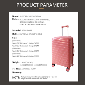Bán buôn 20/24/28 inch PP bộ hành lý xe đẩy vali hành lý du lịch túi với 4 bánh xe xe đẩy trường hợp - Product Image 5