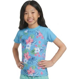 FOXA เสื้อแรชการ์ดสำหรับเด็กผู้หญิง แขนสั้น UPF 50+ เสื้อกันแดดพิมพ์ลายดิจิตอล ผ้าสแปนเด็กซ์โพลีเอสเตอร์ - Product Image 1