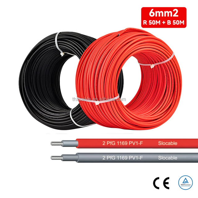 6mm 10mm Copper Conductor PVC Insulation Photovoltaic Solar Panel DC Cable 1kV/500V Rated