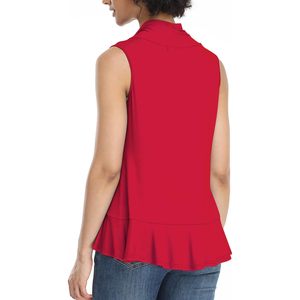 Cárdigan sin mangas para mujer, chaleco con frente abierto, tejido asimétrico, informal, transpirable, S 3XL - Product Image 3