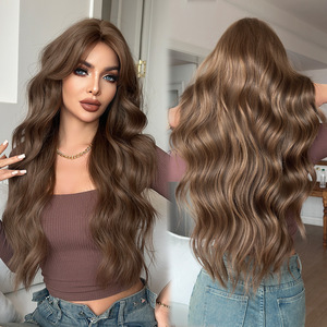 2025 femmes longues bouclés vague d'eau dentelle avant fibre chimique couvre-chef complet centre séparé <span class=keywords><strong>frange</strong></span> Afro pour un usage quotidien visage <span class=keywords><strong>carré</strong></span> - Product Image 3