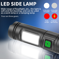 Lampe torche LED rechargeable portable, 7 modes, lumière latérale, zoom, matériau ABS, étanche IPX4, 200-300 lumens, camping, randonnée