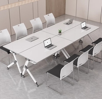 Bureau d'étude moderne mobile simple avec ensembles de chaises Petite table pliante de bureau de conférence de formation de réunion de 6 personnes