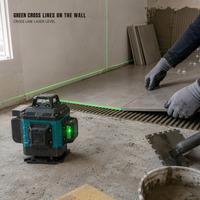 Niveau laser vert avec base rotative pour le nivellement des chantiers, les travaux de fondation, les travaux de creusement de fossés et l'alignement de grilles.