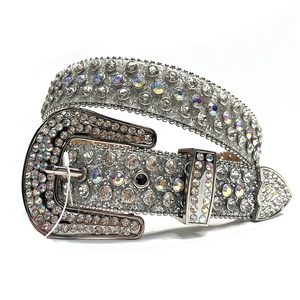 Western Sparkle Bling Bling Strass <span class=keywords><strong>Ceinture</strong></span> Grande Boucle Coloré <span class=keywords><strong>Argent</strong></span> Cristal Clouté <span class=keywords><strong>Ceinture</strong></span> En Cuir Hommes <span class=keywords><strong>et</strong></span> Femmes - Product Image 1