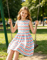 Robe rouge, blanche et mignonne à volants pour bébés filles et tout-petits, de haute qualité