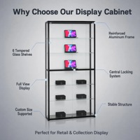 Meilleures ventes, prix compétitif, vitrine en verre à vision complète, 6 niveaux, verre trempé, cadre en aluminium renforcé, porte verrouillable