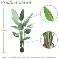Plante artificielle unique Bossion, fausse banane, palmier du voyageur, feuilles en soie, 180 cm, Strelitzia