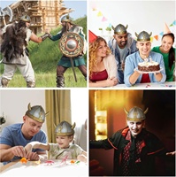 Nouveau Casque Viking en Corne Électroplaqué en Plastique – Chapeau de Guerrier pour Fêtes, Accessoire de Déguisement pour Halloween, Carnaval et Événements Cosplay