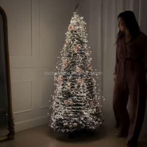 Sapin de Noël pliable de haute qualité de 4 à 7 pieds avec lumières et décorations, design pop-up pour une ambiance festive - Product Image 1