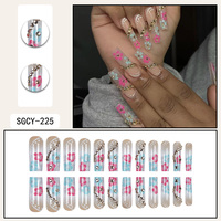 Vente en Gros 24 Pièces Faux Ongles Autocollants ABS de Haute Qualité Style Français Nouveau Design Tendance pour les Doigts