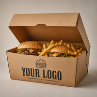 Boîte à hamburger, frites et poulet frit en papier kraft jetable, écologique, avec logo personnalisé