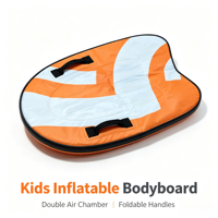 Bodyboard gonflable pour enfants, planche à roulettes pliable avec double chambre à air et poignées, bodyboard léger pour jeux aquatiques
