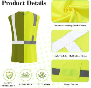 Hi Vis senza maniche camicie <span class=keywords><strong>da</strong></span> <span class=keywords><strong>lavoro</strong></span> riflettenti per uomo <span class=keywords><strong>e</strong></span> donna classe 2 <span class=keywords><strong>abbigliamento</strong></span> di sicurezza con tasche - Product Image 4