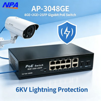 Commutateur PoE Gigabit 8 ports d'usine, 2 ports UTP, 2 ports SFP, 10/100/1000 Mbps, Ethernet, IEEE 802.3, CCTV, IP, AP-3048GE