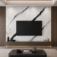 Dalle en pierre frittée Bold Panda White 1600x3200mm, aspect marbre noir et blanc à fort contraste, carrelage en porcelaine pour mur d'accentuation